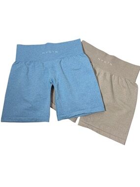 Bundle of 2 NVGTN Seamless Bike Shorts Blue‎ Taupe Size Large